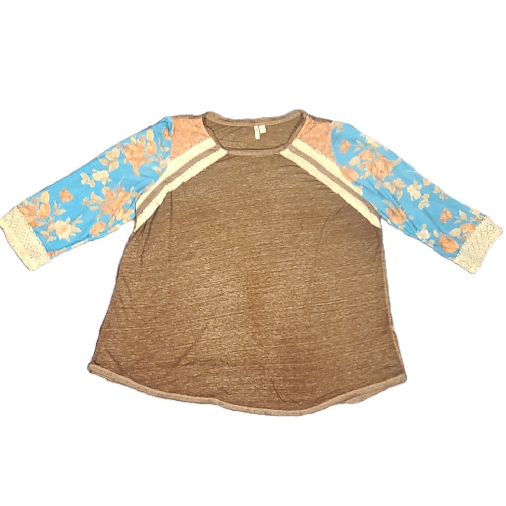 CATO Brown Mixed Media Pull Over Top Women's Plus Size 22/24W - Picture 5 of 14